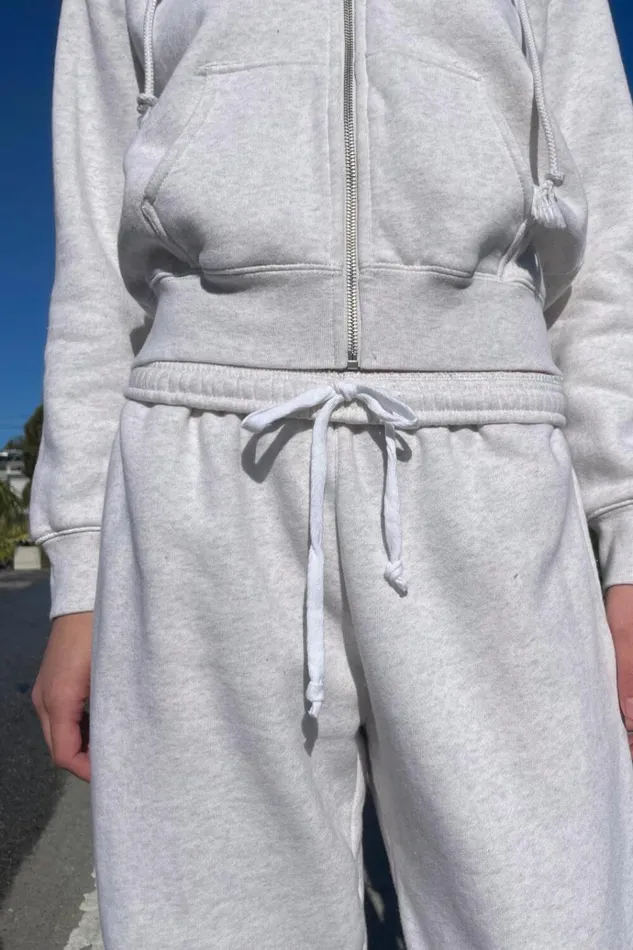 Anastasia Tie Sweatpants Melange Grey Women Brandy Melville Sweatpants and Sweatshirts