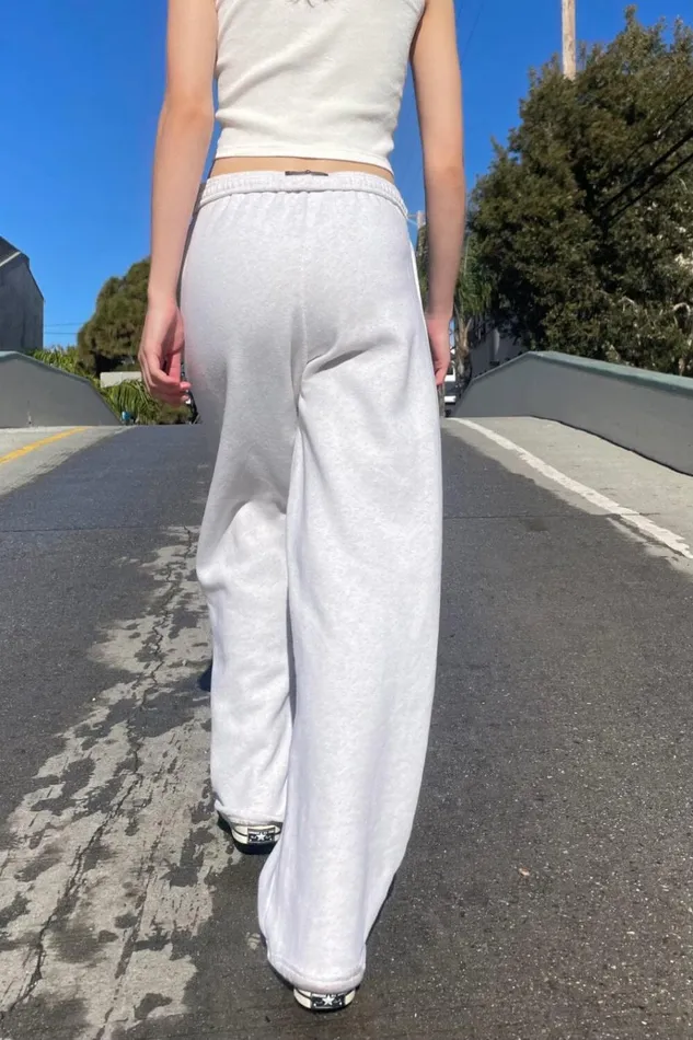 Anastasia Tie Sweatpants Melange Grey Women Brandy Melville Sweatpants and Sweatshirts