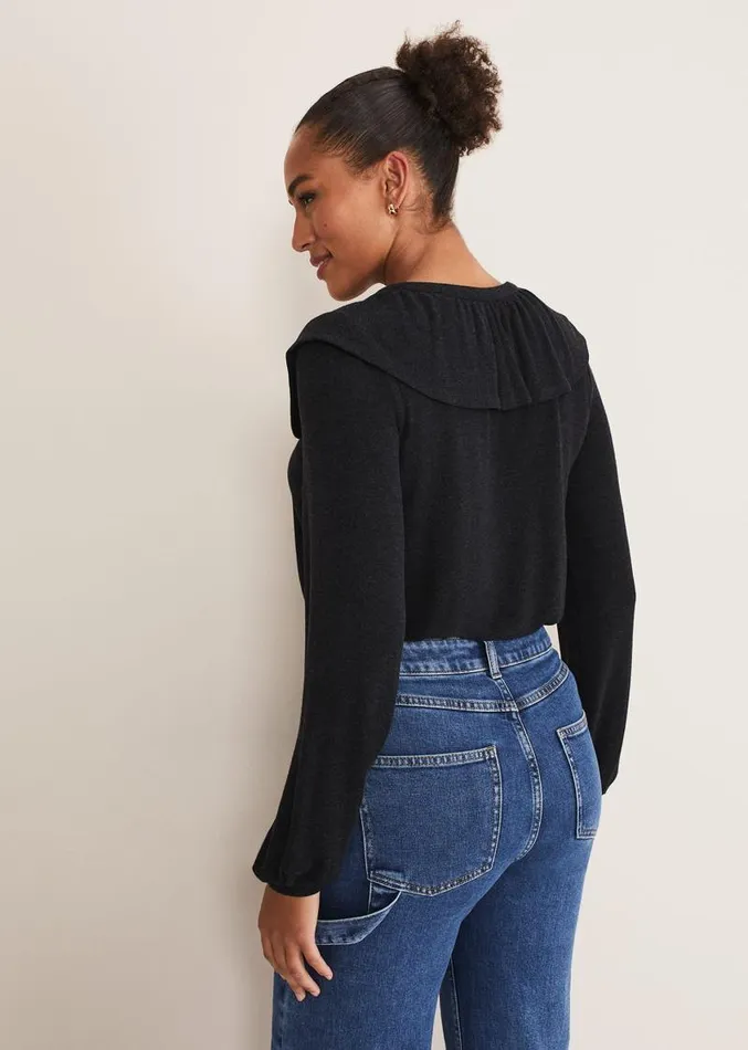 Anda Frill Detail Bor Top Charcoal Women Phase Eight Tops and TShirts