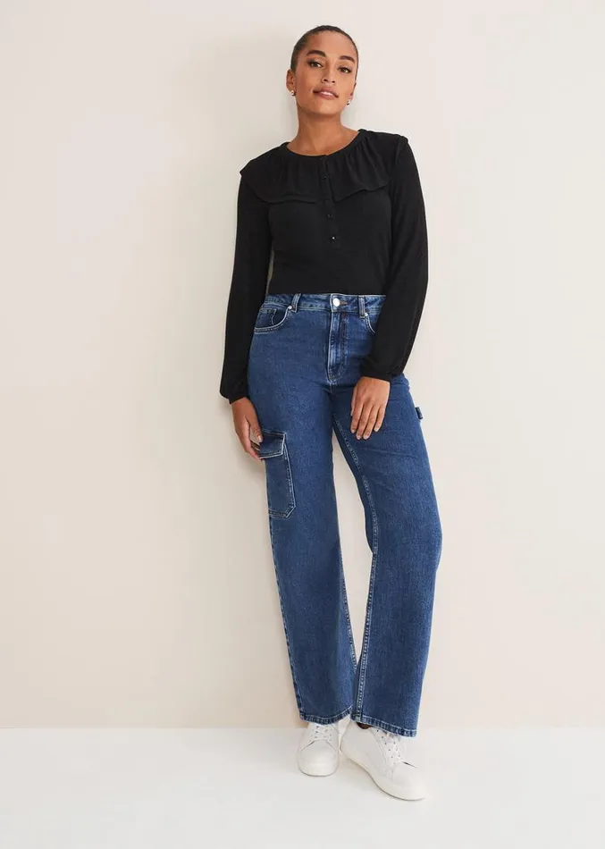 Anda Frill Detail Bor Top Charcoal Women Phase Eight Tops and TShirts