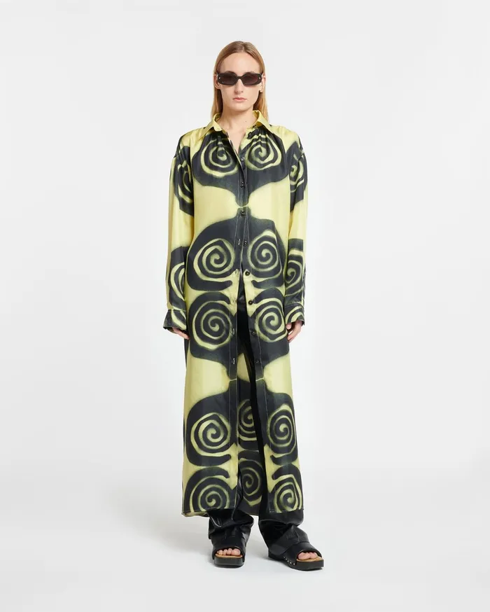 Angy Printed SilkTwill Shirt Dress Spiral Spray Women Nanushka Dresses