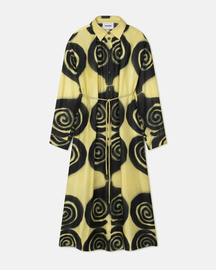 Angy Printed SilkTwill Shirt Dress Spiral Spray Women Nanushka Dresses