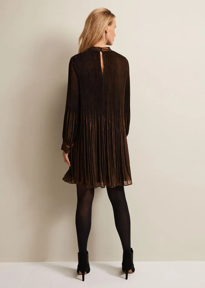 Annabel Foil Dress Gold Women Phase Eight Dresses