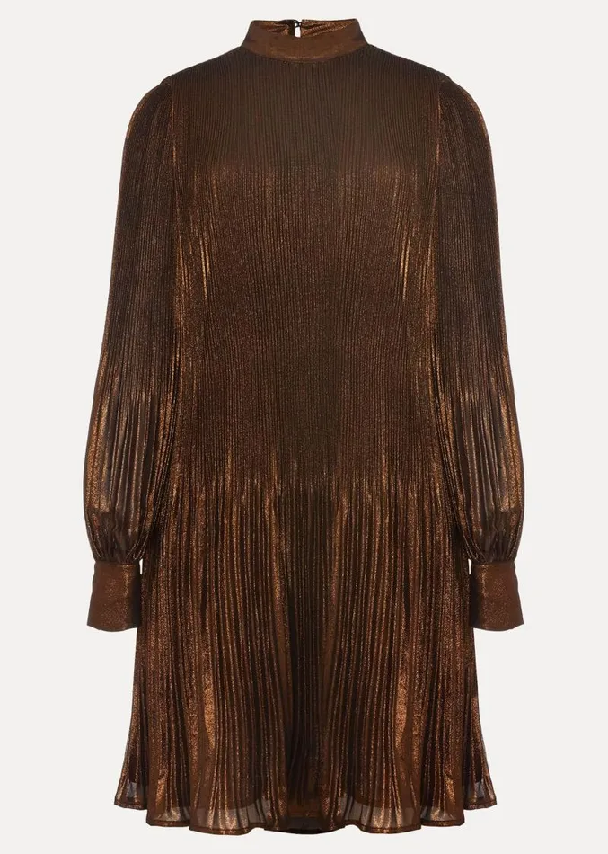 Annabel Foil Dress Gold Women Phase Eight Dresses