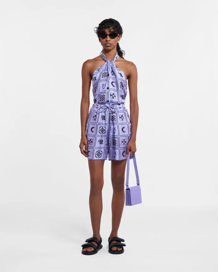 Anne Sale Printed SilkTwill Shorts Kopjafa Lilac Women Nanushka Shorts