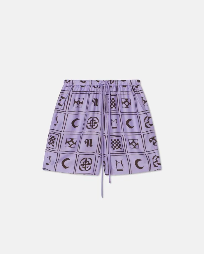 Anne Sale Printed SilkTwill Shorts Kopjafa Lilac Women Nanushka Shorts