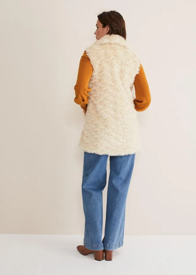 Annie Faux Fur Gilet Cream Women Phase Eight Coats