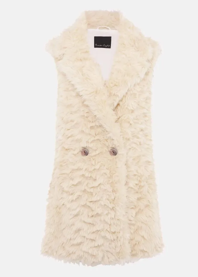 Annie Faux Fur Gilet Cream Women Phase Eight Coats