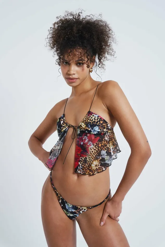 Antoinette Sheer Panel Bikini Top Multi Women Jaded London Bikinis