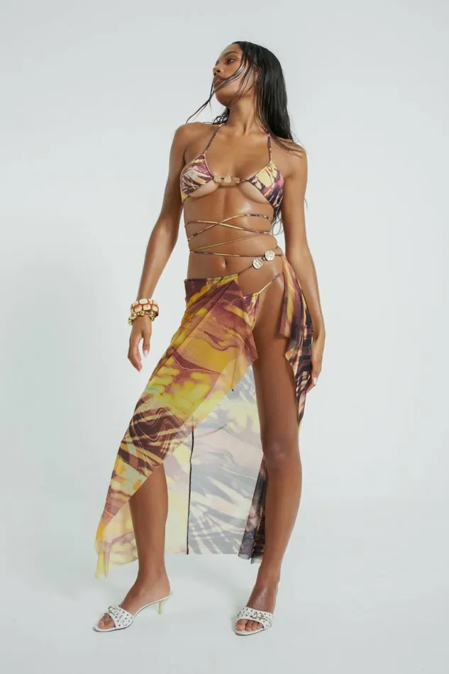 Aphrodite Wrap Around Mesh Maxi Skirt Multi Women Jaded London Beach Cover Ups