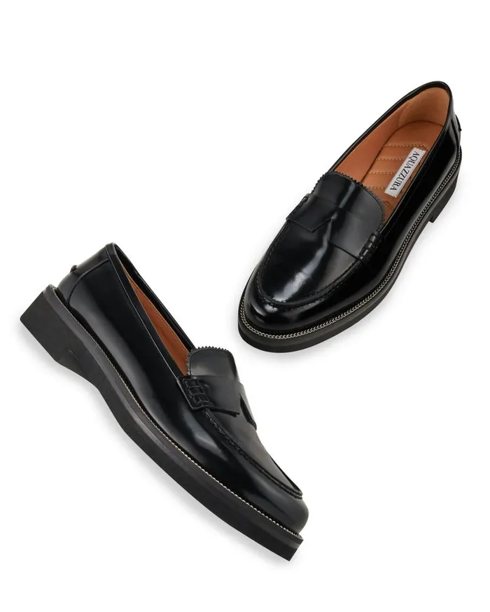 Aqua Loafer Black Women Aquazzura Flats Aqua Loafer Black Women Aquazzura Flats