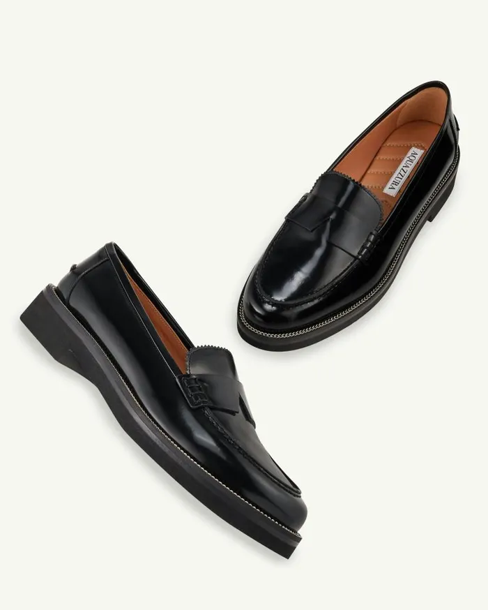 Aqua Loafer Black Women Aquazzura Flats Aqua Loafer Black Women Aquazzura Flats