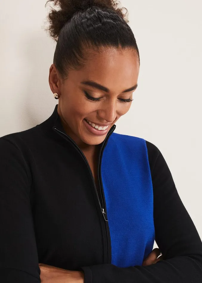 Arden Zip Detail Colour Block Knit Dress Cobaltblack Women Phase Eight Dresses Arden Zip Detail Colour Block Knit Dress Cobaltblack Women Phase Eight Dresses