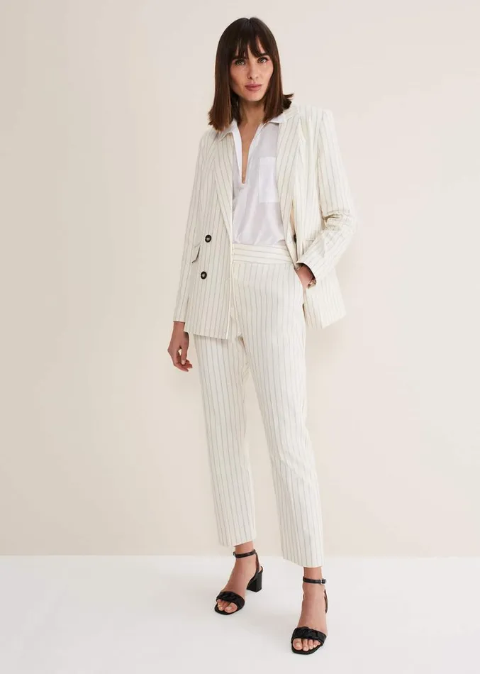 Ariella Pinstripe Straight Leg Trousers Blackecru Women Phase Eight Trousers
