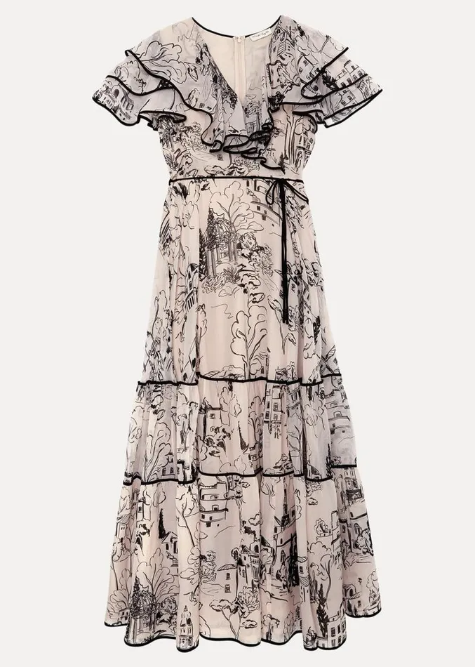 Arlette Sketch Print Maxi Dress Blackivory Women Phase Eight Dresses