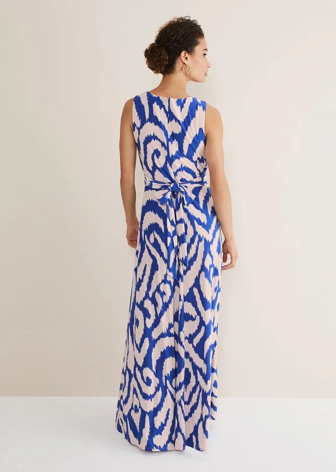 Artemis Jersey Print Maxi Dress Azure Bluecream Women Phase Eight Dresses