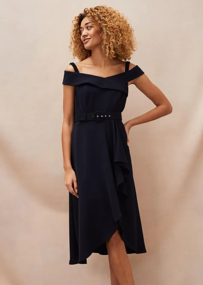 Ashleigh Bardot Dress Navy Women Phase Eight Dresses