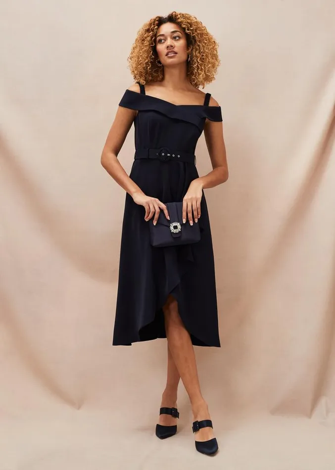 Ashleigh Bardot Dress Navy Women Phase Eight Dresses