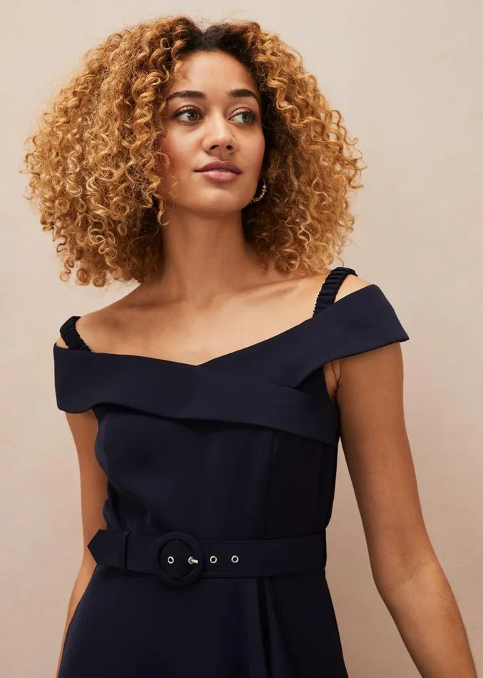 Ashleigh Bardot Dress Navy Women Phase Eight Dresses