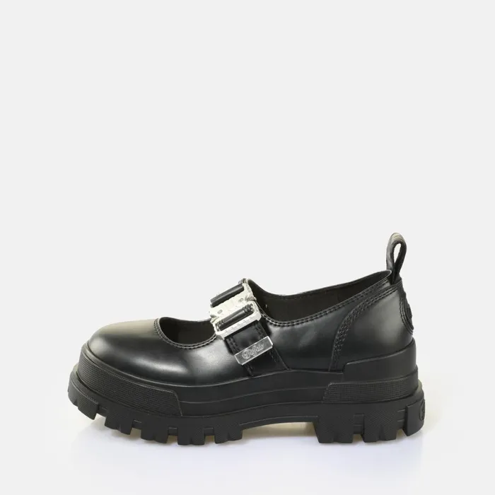 Aspha Ballerina Buckle Black Buffalo Ballet Flats
