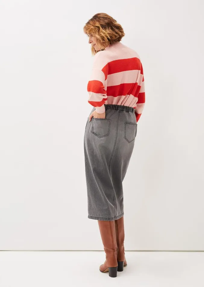 Aubrey Denim Midi Skirt Grey Women Phase Eight Skirts