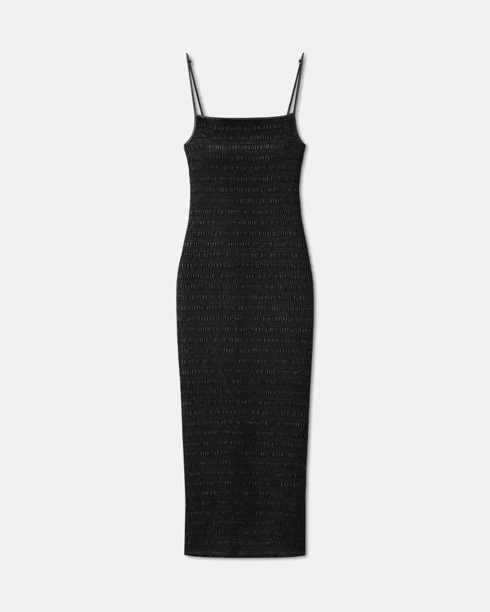 Barra Smocked Okobor AltLeather Midi Dress Black Women Nanushka Dresses