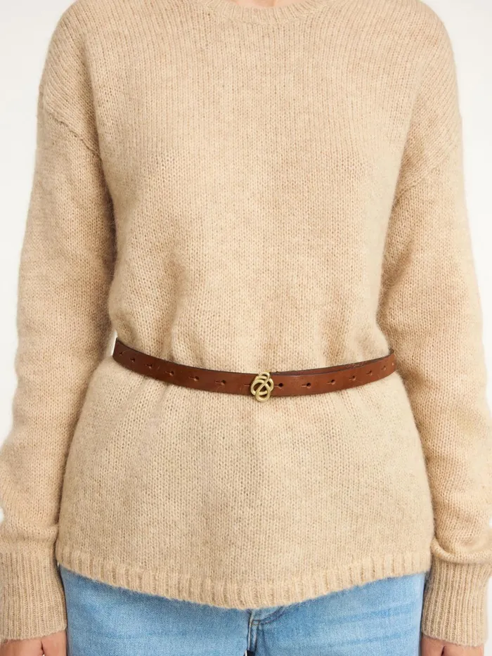 Belts Women By Malene Birger Ouma Leather Belt Dark Brown