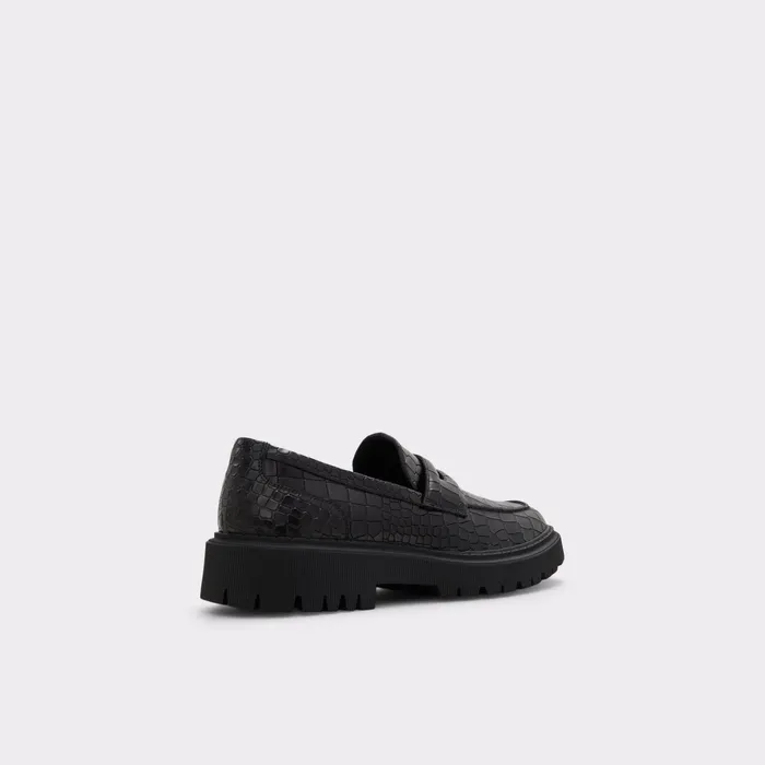 Bigthink Black Leather Croco Men ALDO Loafers and SlipOns