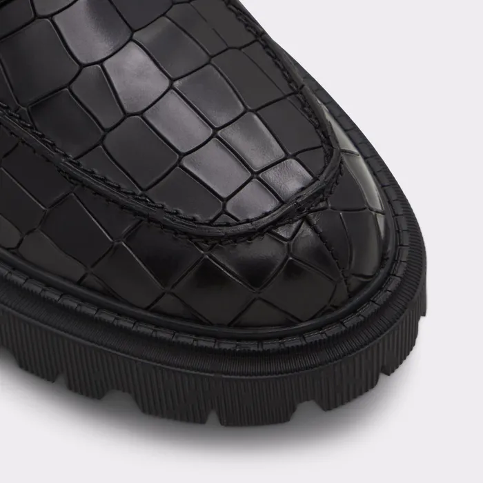 Bigthink Black Leather Croco Men ALDO Loafers and SlipOns