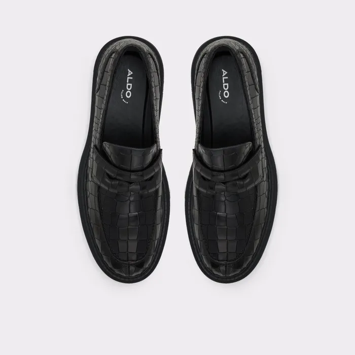 Bigthink Black Leather Croco Men ALDO Loafers and SlipOns