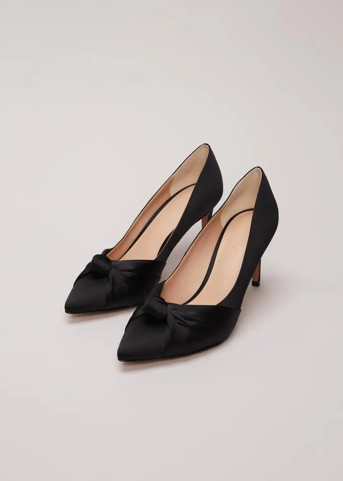 Black Satin Court Heels Black Women Phase Eight Occasion Shoes