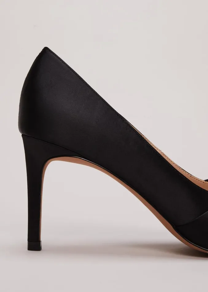 Black Satin Court Heels Black Women Phase Eight Occasion Shoes