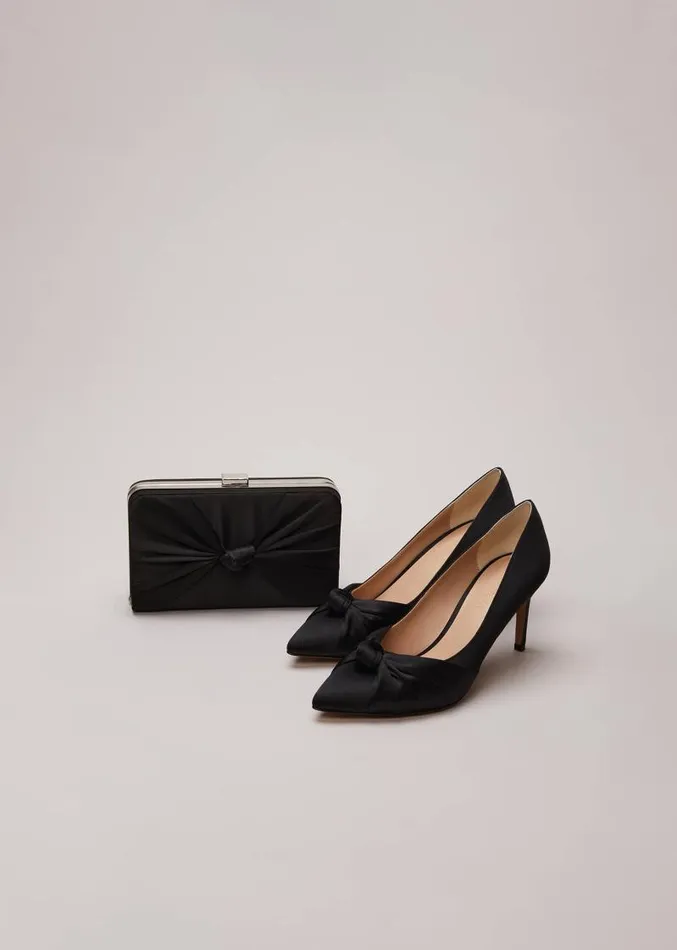 Black Satin Court Heels Black Women Phase Eight Occasion Shoes