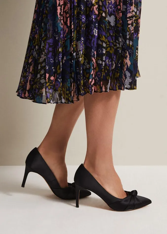 Black Satin Court Heels Black Women Phase Eight Occasion Shoes