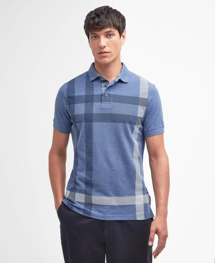 Blaine Tartan Polo Shirt Dusty Green Men Barbour Polo Shirts