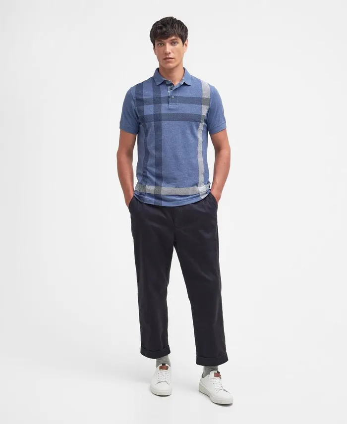 Blaine Tartan Polo Shirt Dusty Green Men Barbour Polo Shirts