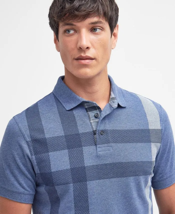 Blaine Tartan Polo Shirt Dusty Green Men Barbour Polo Shirts