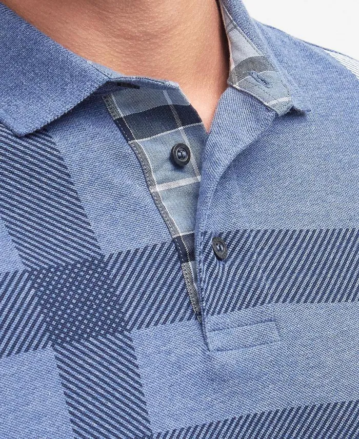 Blaine Tartan Polo Shirt Dusty Green Men Barbour Polo Shirts