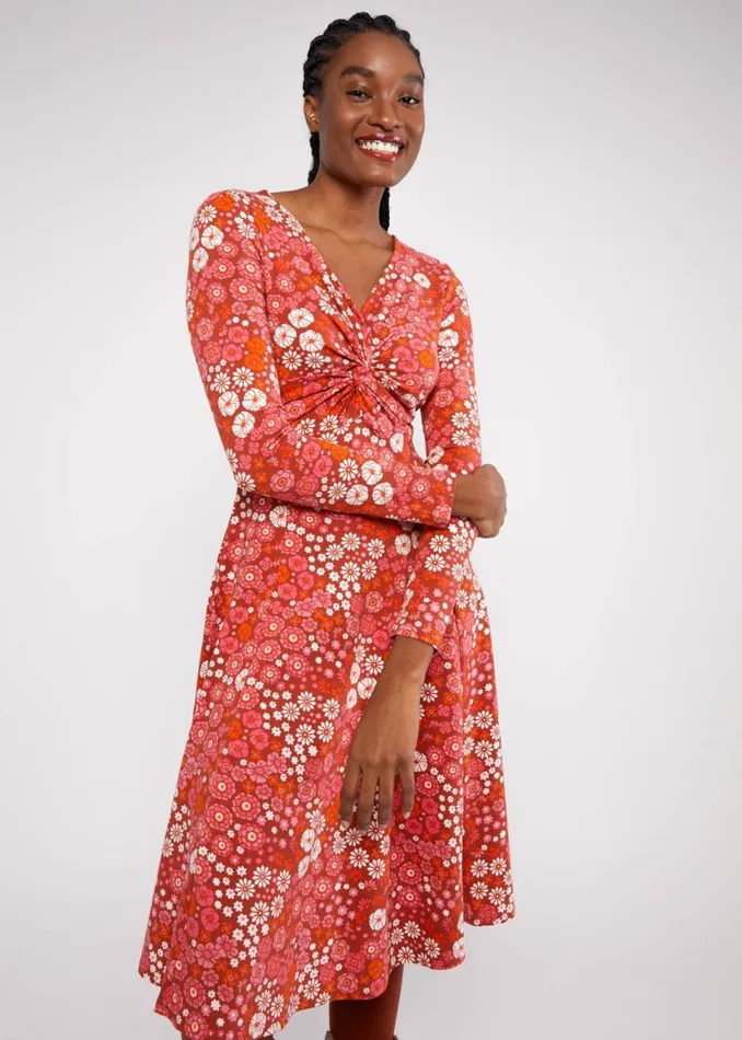 Blutsgeschwister Autumn Dress Hot Knot Brown Women Dresses