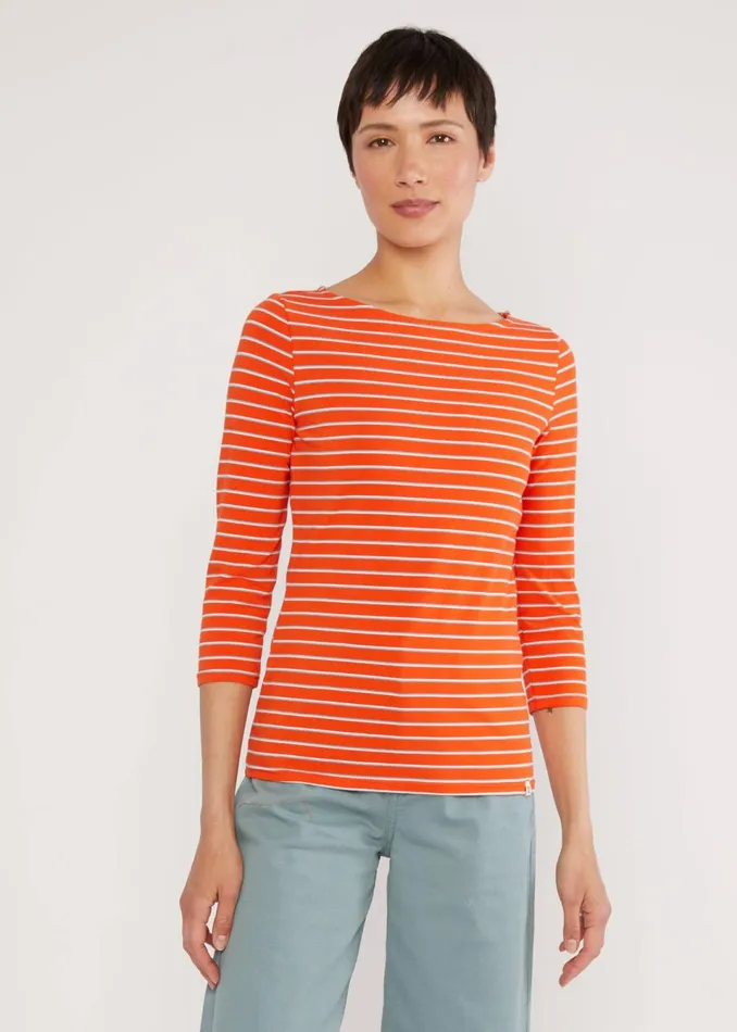 Blutsgeschwister Breton Shirt Oh Marine Orange Women Tops