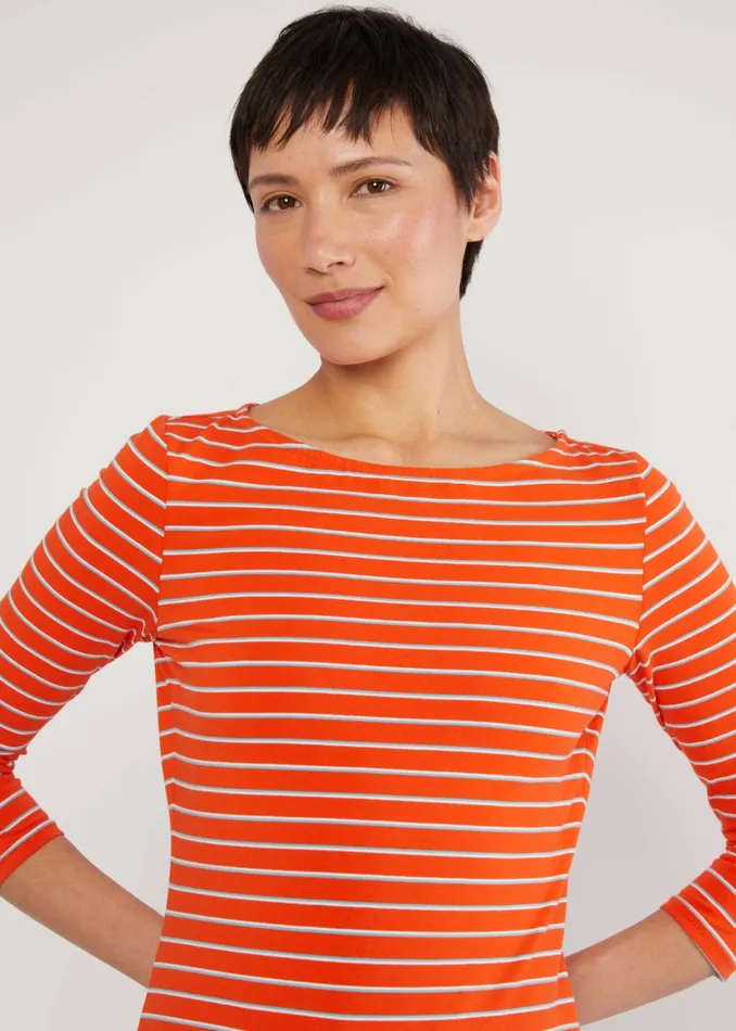 Blutsgeschwister Breton Shirt Oh Marine Orange Women Tops