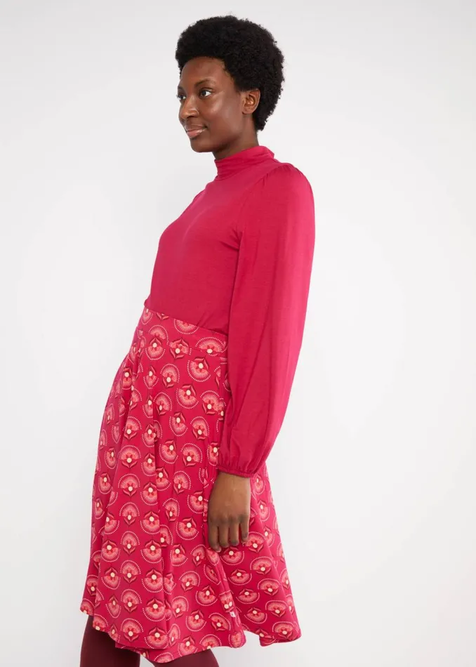 Blutsgeschwister Circle Skirt Wooden Heart Circular Red Women Skirts