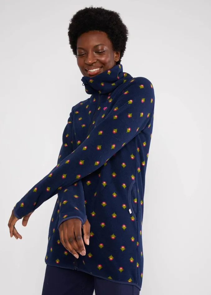 Blutsgeschwister Fleece Jacket Httenzauber Long Blue Women Jackets and Coats