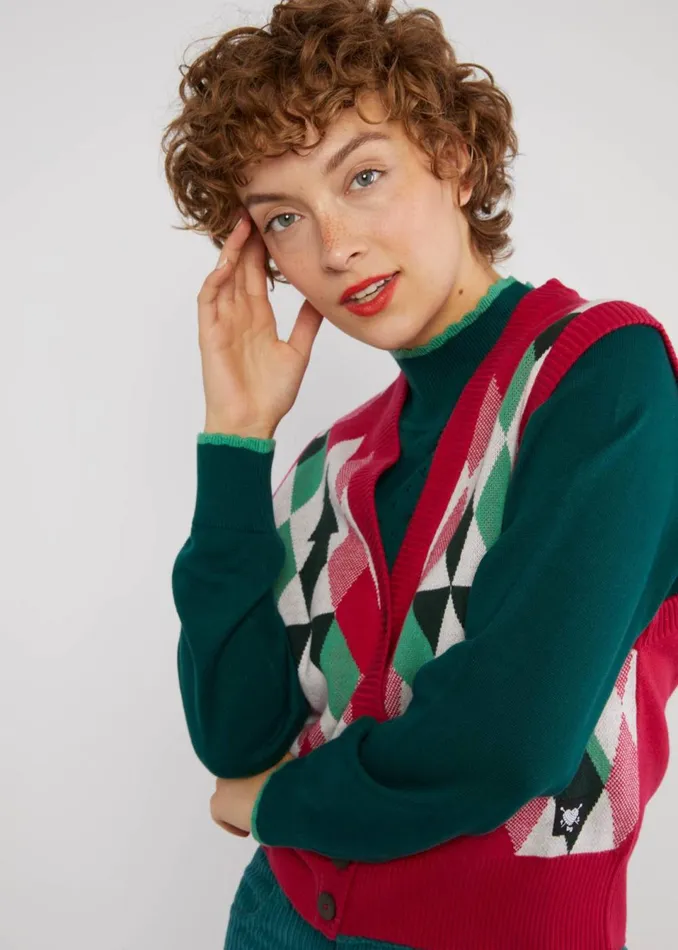 Blutsgeschwister Gilet Storyteller Vest Green Women Knitted Jumpers