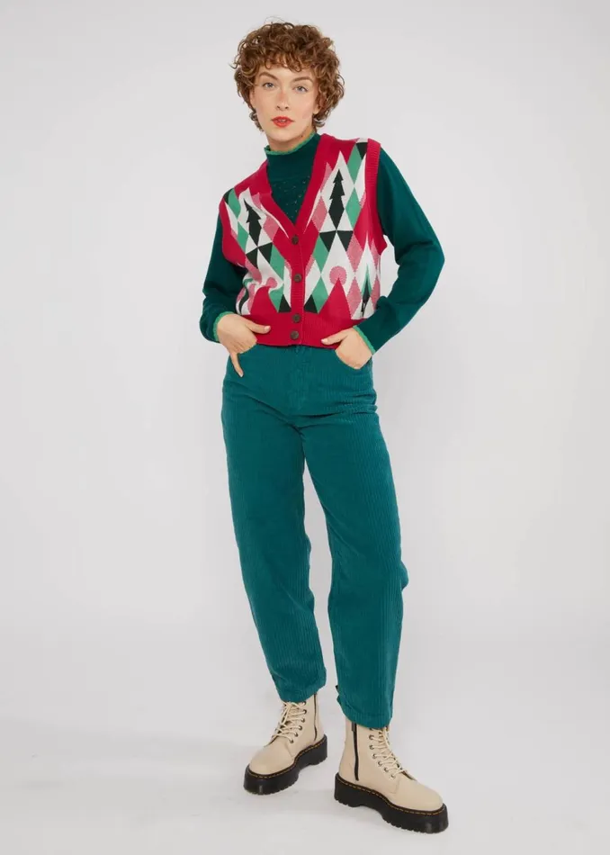 Blutsgeschwister Gilet Storyteller Vest Green Women Knitted Jumpers