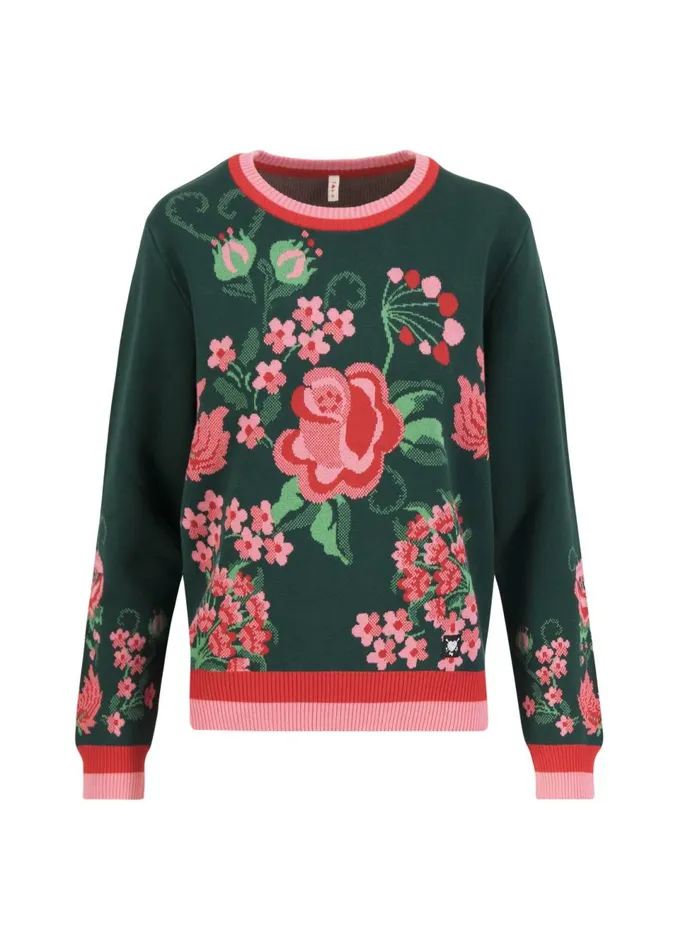 Blutsgeschwister Knitted Jumper Cosy Storyteller Green Women Knitted Jumpers
