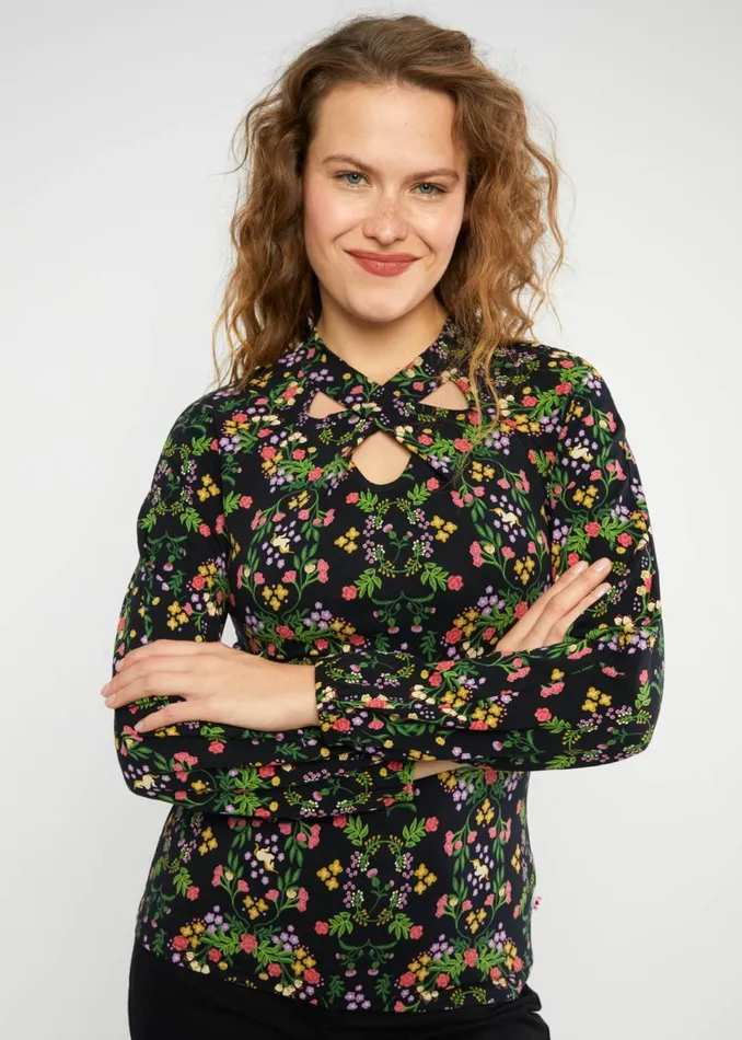 Blutsgeschwister Longsleeve Poetic Garden Boho Black Women Tops