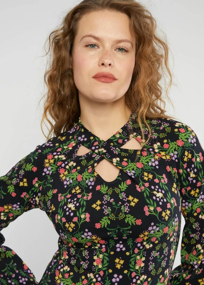 Blutsgeschwister Longsleeve Poetic Garden Boho Black Women Tops