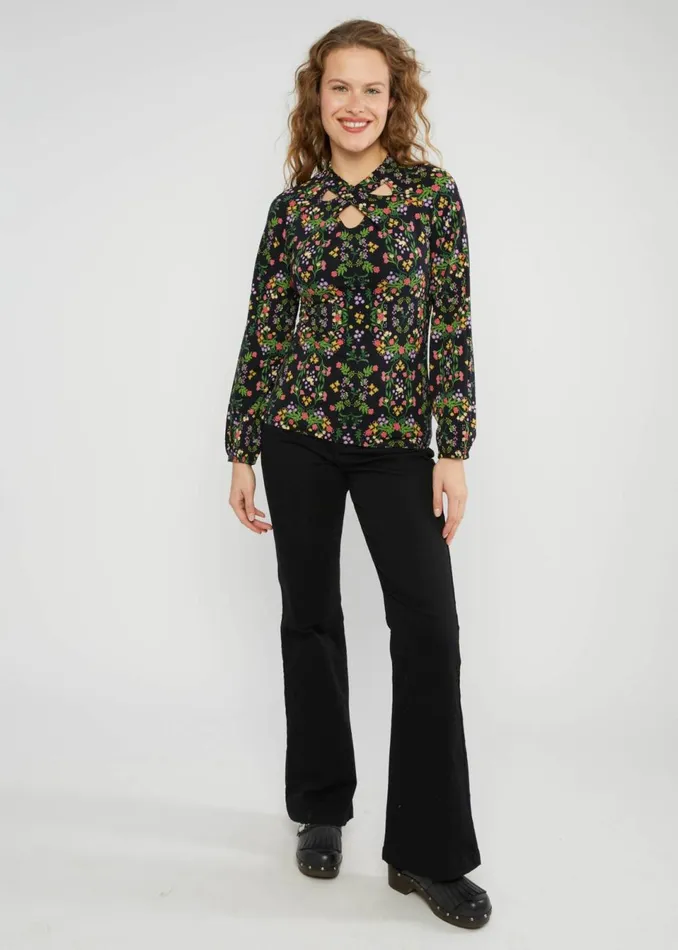 Blutsgeschwister Longsleeve Poetic Garden Boho Black Women Tops
