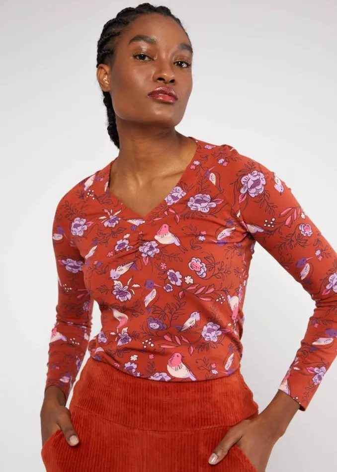 Blutsgeschwister Longsleeve Savoir Vivre Sage Brown Women Tops
